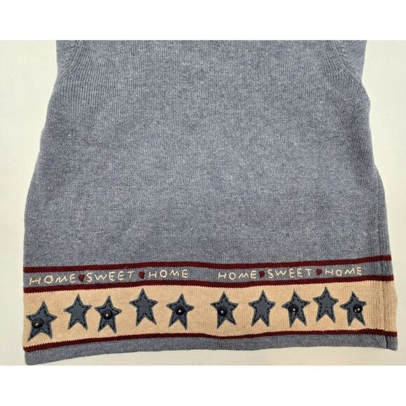 Croft & Barrow Womens M Gray Knit Cardigan With Birdhouse & Star Embroidery - Picture 5 of 7